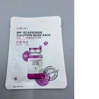  Lebelage Madecassoside Solution Mask Pack, a Korean skincare sheet mask designed to soothe and improve skin condition. 
