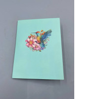  popup hummingbird and flower greeting card. 
