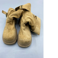 Brown high-heeled boots