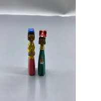 set of 2 Long-necked Karen wooden dolls