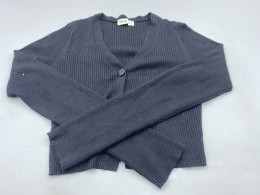 black ribbed V-neck cardigan from the brand Brandy Melville. 