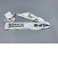 white satin sash featuring branding for the Moscow Marathon corporate relay event. 