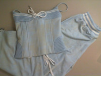 Women's set, blue, trousers and corset
