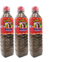 Set of 3 Cooked and seasoned fermented fish sauce, Mae Boonlum brand, red cap, original Mae Boonlum brand, 400 ml.