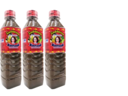 Set of 3 Cooked and seasoned fermented fish sauce, Mae Boonlum brand, red cap, original Mae Boonlum brand, 400 ml.
