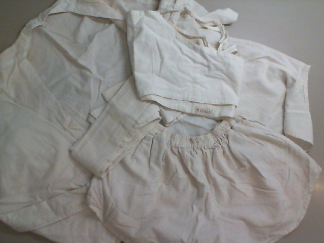 Women's suit, shorts, shirt with belt and top, cotton Women's suit, shorts, shirt with belt and top, cotton