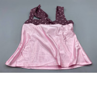 I.AM.GIA Blair halter neck tank top in chocolate pink with polka dots.