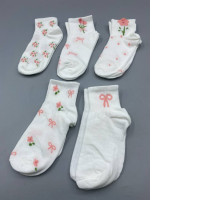 Set of 5 White short socks for women