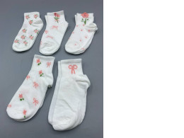 Set of 5 White short socks for women