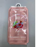 The Cathy Doll Bouncy Skin Cooling Jelly Mask features a jelly formulation for anti-wrinkle and firming benefits, infused with pomegranate and cherry extracts. 