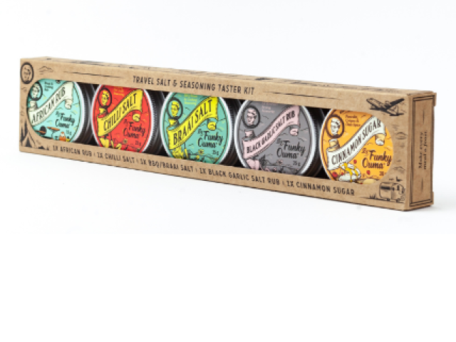 Set of 5 Funky Ouma Travel Salt & Seasoning Taster Kit Set of 5 Funky Ouma Travel Salt & Seasoning Taster Kit