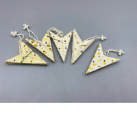 Set of 5 These white and gold foldable paper star lanterns are often used as festive Scandinavian-style decorations for Christmas, weddings, or parties. 