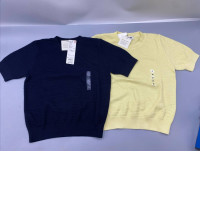 Set of 2 UNIQLO Women's Cotton Crew Neck Short Sleeve Sweaters are crafted from 100% cotton with a delicate textured knit fabric. 