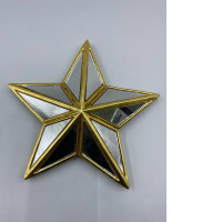 This product is a five-pointed star wall decoration made of mirror glass with a gold frame.