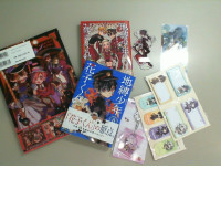 Anime set, 3 comic books, 2 acrylic figures, sticker set