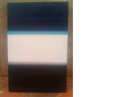 Abstract paintings characterized by horizontal stripes of color, created using oil or acrylic paint on canvas.