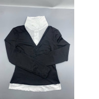 A faux layered long-sleeved shirt with a replica shirt collar and cuffs.