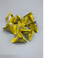 Set of 9 small, pyramid-shaped packages of M&M'S Peanut Chocolate Candies. 