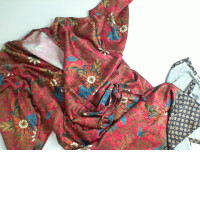 Red dressing gown with a belt