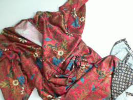 Red dressing gown with a belt