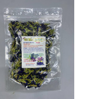 50 grams of dried butterfly pea flowers, Royal Thai Herb brand, which is a herbal tea.