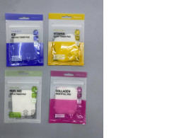 Set of 4 Dermal toner pads come in refreshing cooling formulas, vitamin formulas for radiant skin, apple exfoliating formulas, and collagen formulas for hydration.