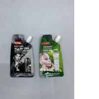 Set of 2 skincare products, specifically a men's all-in-one moisturizer pouch and a sleeping pack pouch. Set of 2 skincare products, specifically a men's all-in-one moisturizer pouch and a sleeping pack pouch.