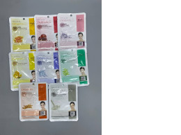 Set of 8  Dermal Collagen Essence Masks Pomegranate, green tea, vitamins, red ginseng, milk, royal jelly, hyaluronate, and collagen: