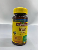 Nature Made Iron 65 mg (325 mg Ferrous Sulfate) tablets, a dietary supplement used to support red blood cell formation and treat iron deficiency. Nature Made Iron 65 mg (325 mg Ferrous Sulfate) tablets, a dietary supplement used to support red blood cell formation and treat iron deficiency.