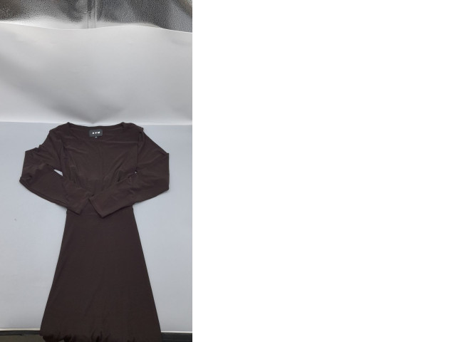 brown long-sleeved dress from the brand AYM. brown long-sleeved dress from the brand AYM.