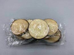 Set of natural pine wood sheets for DIY crafts.