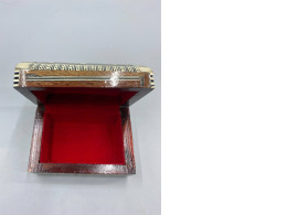 Moorish style carved wooden box inlaid with mother-of-pearl.