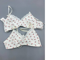 set of 2 Wireless bralette with cherry pattern