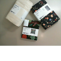 Ikea bed linen set, fitted sheet, set of 2 pillowcases, bedspread