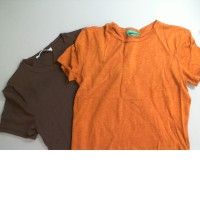 Set of 2 T-shirts, orange and brown