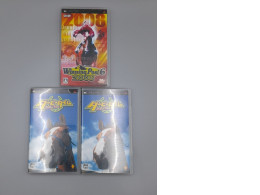 Set of 3 Japanese horse racing simulation games for the Sony PlayStation Portable (PSP). 