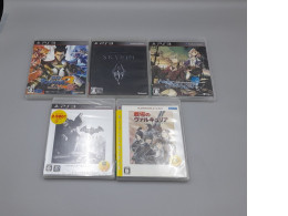 Set of 5 Japanese video games in NTSC-J format for the Sony PlayStation 3 include: an action game from Capcom, an open-world RPG from Bethesda (Batman: Arkham), an action-adventure game from WB Games (Valkyria Chronicles), and a strategy RPG from Sega. Set of 5 Japanese video games in NTSC-J format for the Sony PlayStation 3 include: an action game from Capcom, an open-world RPG from Bethesda (Batman: Arkham), an action-adventure game from WB Games (Valkyria Chronicles), and a strategy RPG from Sega.