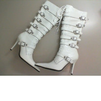 White boots with buckles