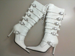 White boots with buckles