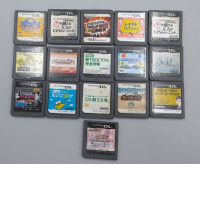 Set of 16 A collection of Nintendo DS game cartridges imported from Japan, including popular games like Tomodachi Collection and Super Stars Jump.