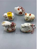 set of 5 Miniature figurines of zodiac animals.