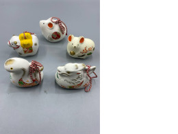 set of 5 Miniature figurines of zodiac animals.