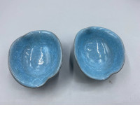 set of 2 Blue wavy cup