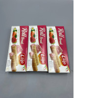 set of 3 Strawberry cream-filled wafer rolls, Gastone Lago brand.