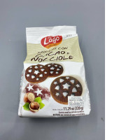 Lago brand cocoa and hazelnut cookies.