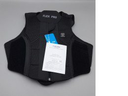  black FLEX PRO equestrian back protector vest designed for rider safety. 