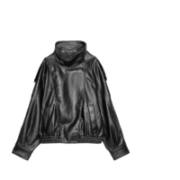 Black faux leather bomber jacket from Zara.