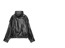 Black faux leather bomber jacket from Zara. Black faux leather bomber jacket from Zara.
