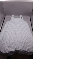 LONG STRIPED DUNGAREES - Ecru / Blue