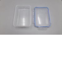 Plastic food storage containers with locking lids. Plastic food storage containers with locking lids.